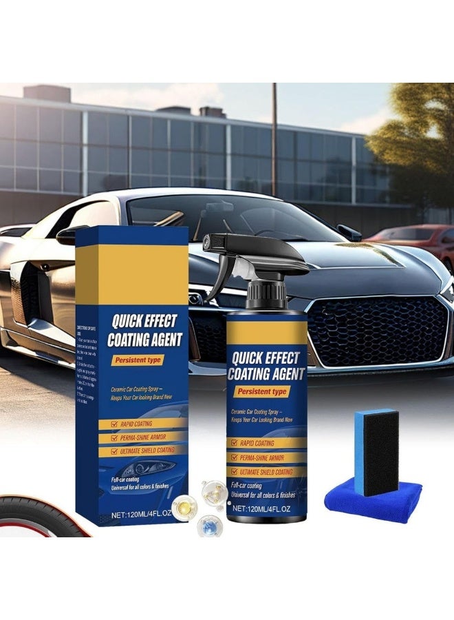 MiMi & BeiBei 120ML Quick Effect Coating Agent for Car, Ceramic Car Coating Spray for Instant Shield Coating Perma-Shine Armor, Full Car Coating Spray for All Colors & Finishes with Small Sponge & Towel - Image 3